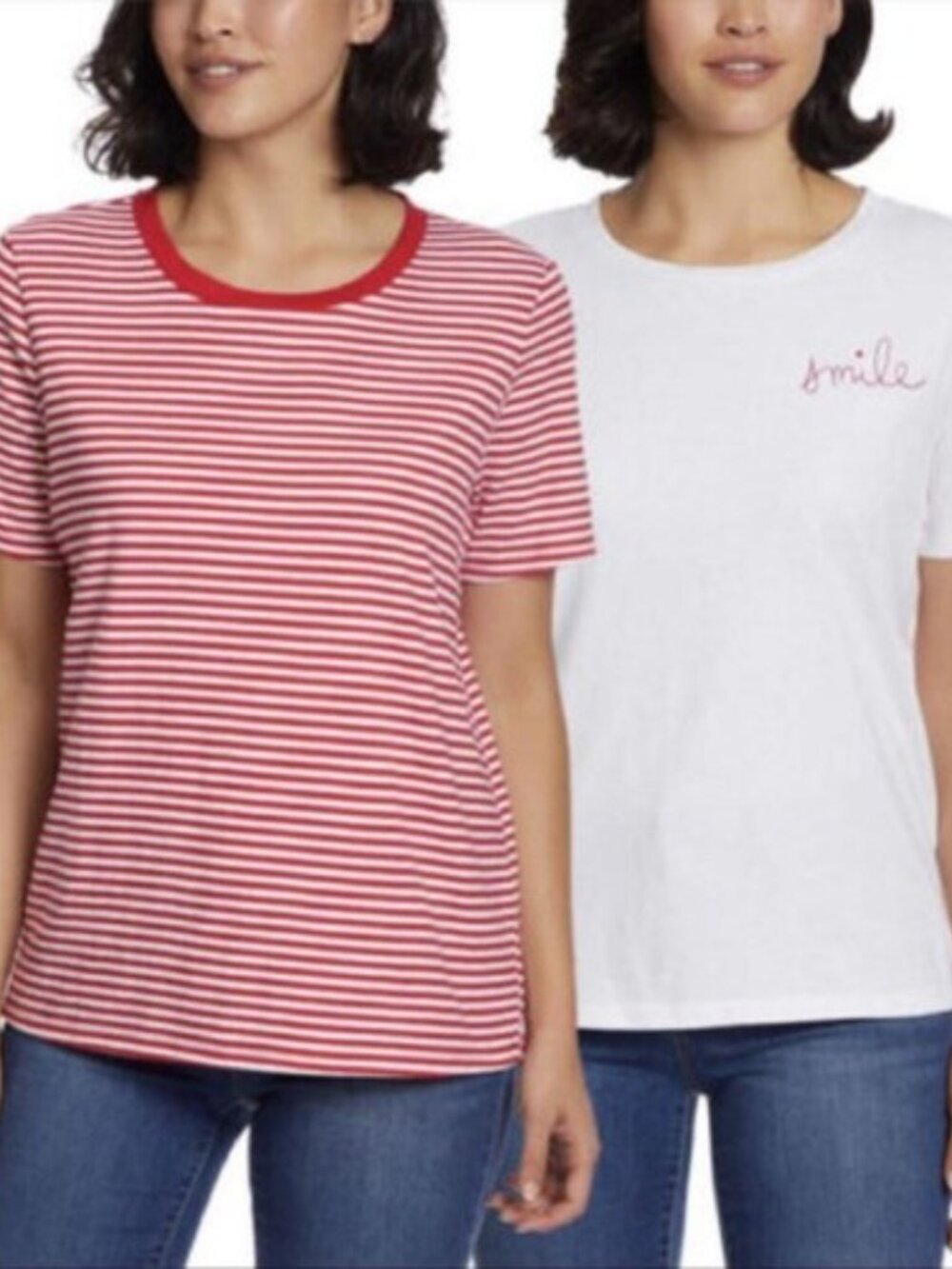 Ella Moss Womens Flattering Fit Ultra Soft Perfect Tee, 2-Pack